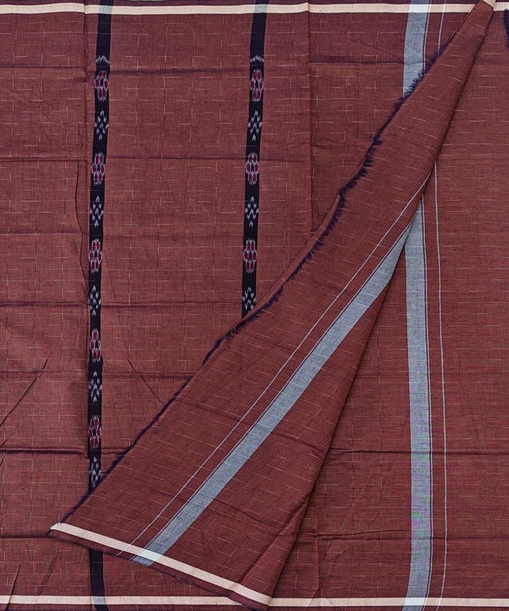 Brown black striped handwoven cotton sambalpuri lungi