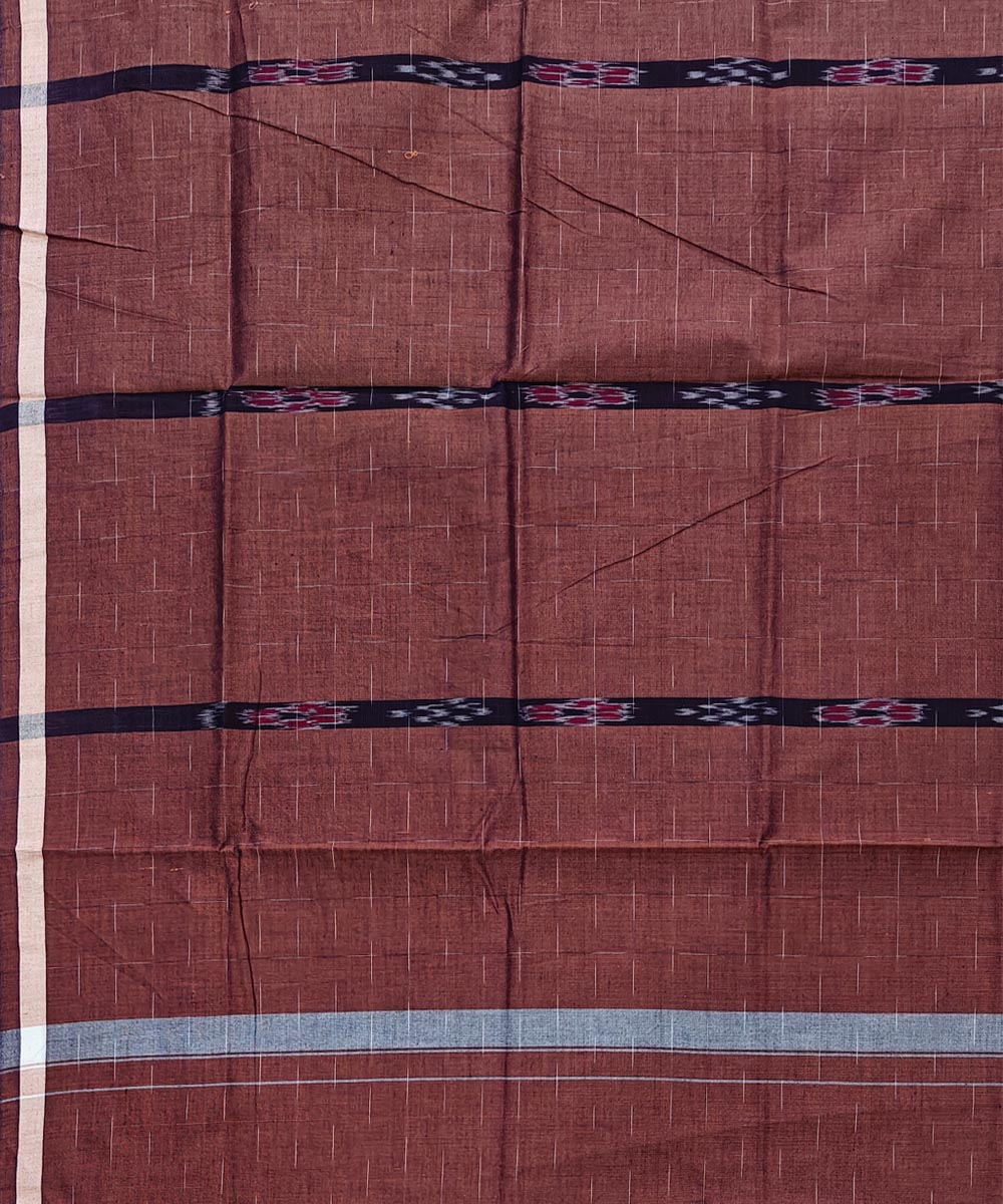 Brown black striped handwoven cotton sambalpuri lungi