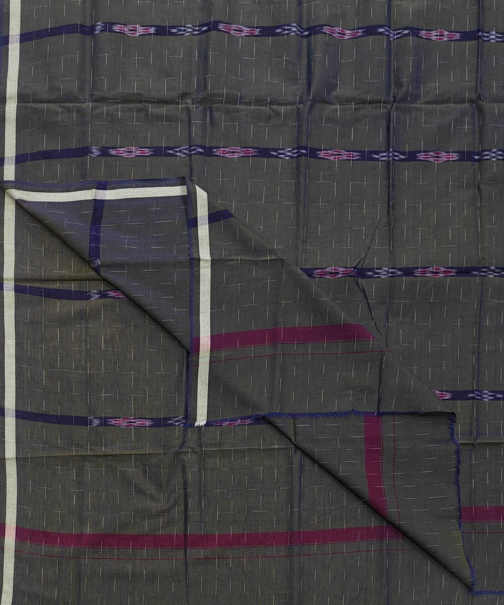 Olive black striped handwoven cotton sambalpuri lungi