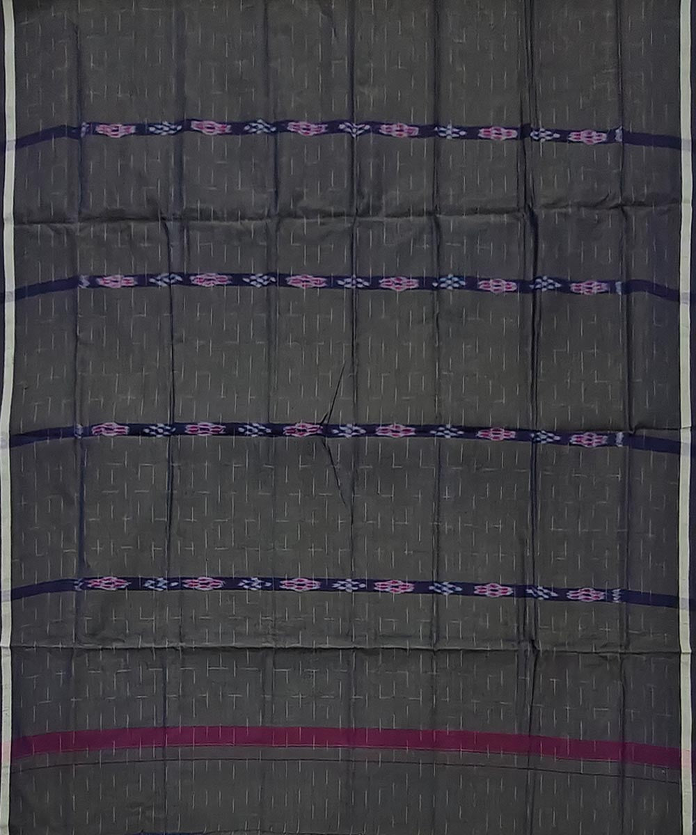 Olive black striped handwoven cotton sambalpuri lungi