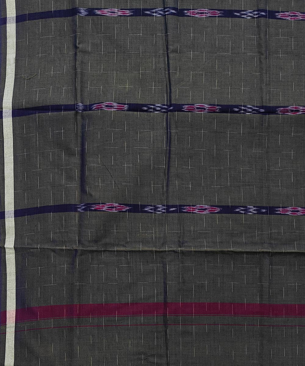 Olive black striped handwoven cotton sambalpuri lungi