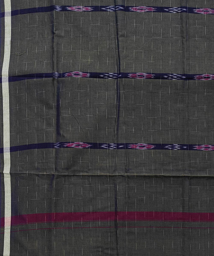 Olive black striped handwoven cotton sambalpuri lungi