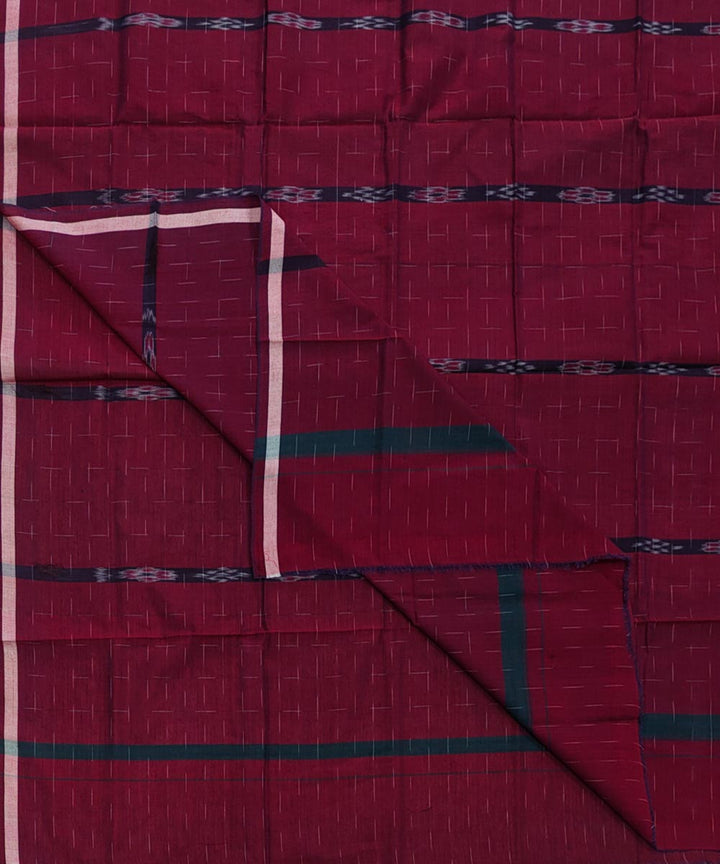 Maroon black striped handwoven cotton sambalpuri lungi