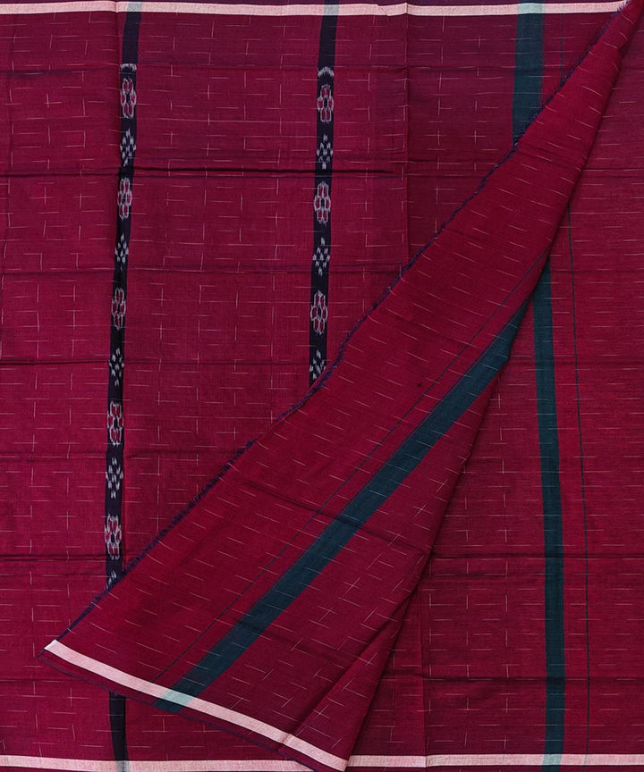 Maroon black striped handwoven cotton sambalpuri lungi