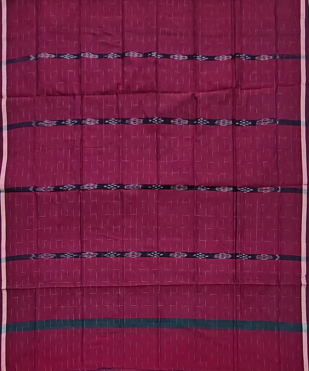 Maroon black striped handwoven cotton sambalpuri lungi