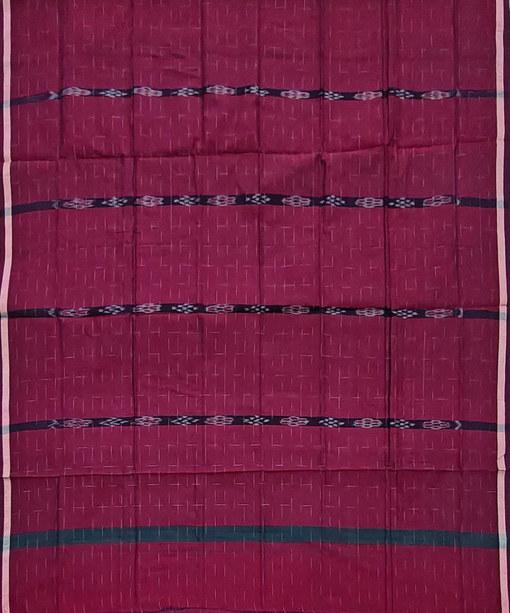 Maroon black striped handwoven cotton sambalpuri lungi