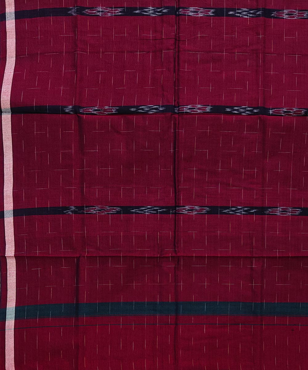 Maroon black striped handwoven cotton sambalpuri lungi