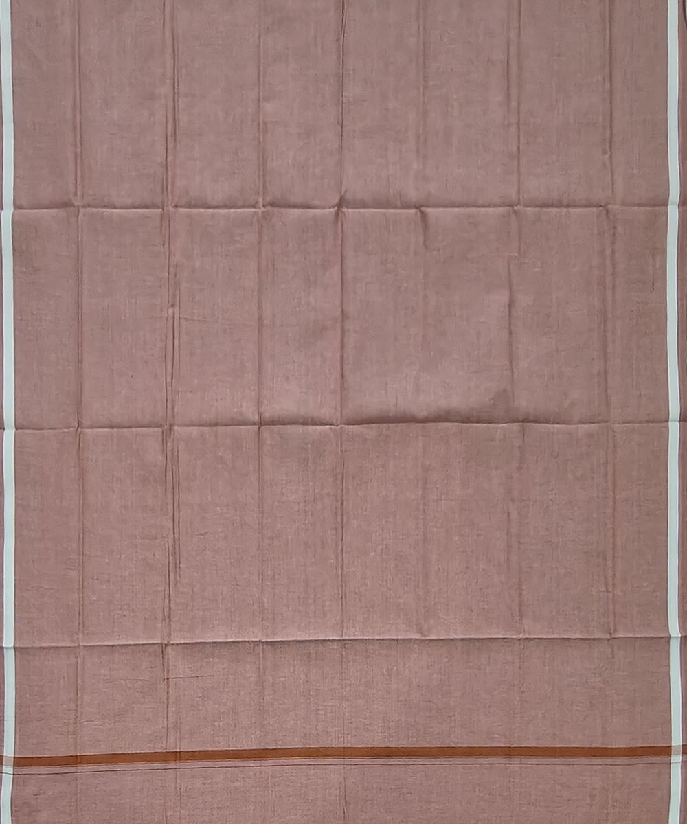 Beige plain handwoven cotton sambalpuri lungi