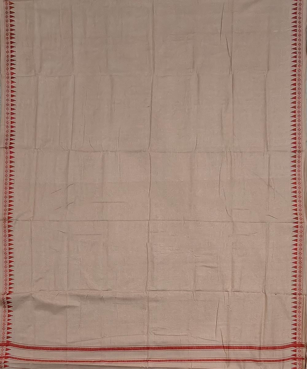 Beige red border handloom cotton sambalpuri dhoti