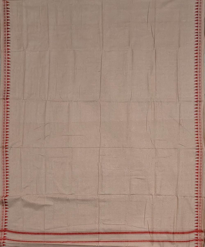 Beige red border handloom cotton sambalpuri dhoti
