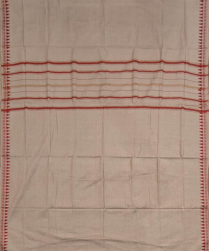 Beige red border handloom cotton sambalpuri dhoti