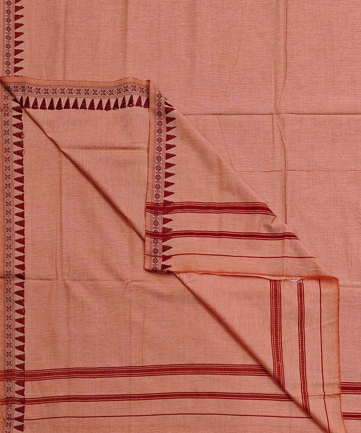 Orange red border handwoven cotton sambalpuri dhoti