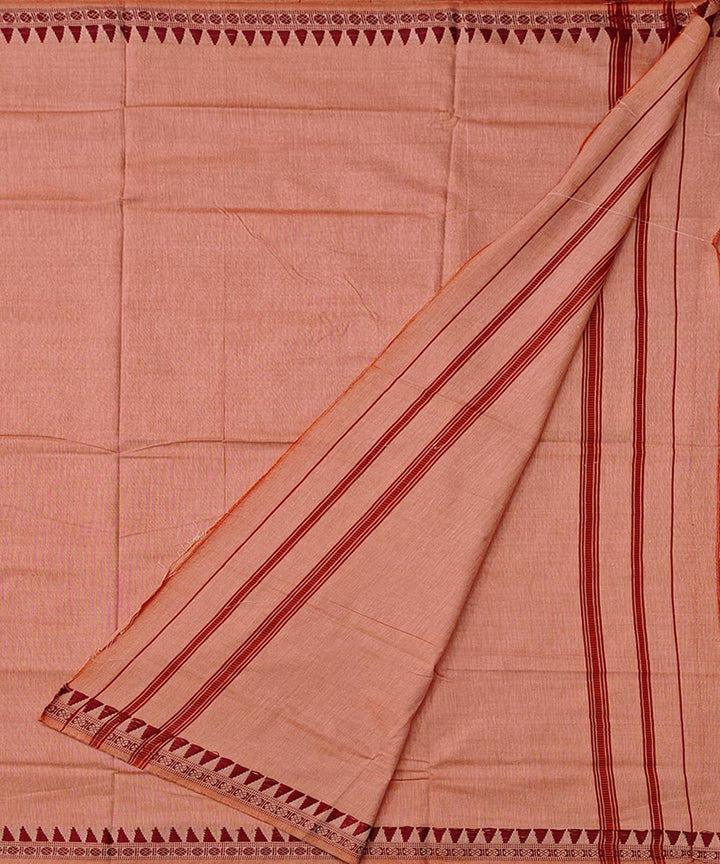Orange red border handwoven cotton sambalpuri dhoti