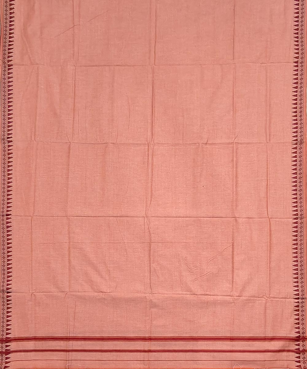 Orange red border handwoven cotton sambalpuri dhoti