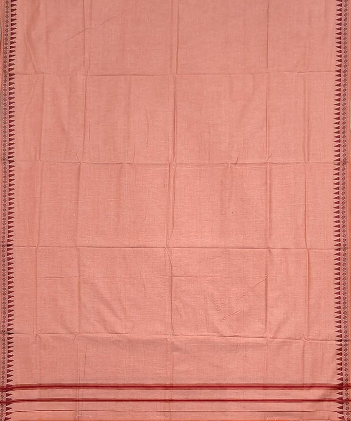 Orange red border handwoven cotton sambalpuri dhoti