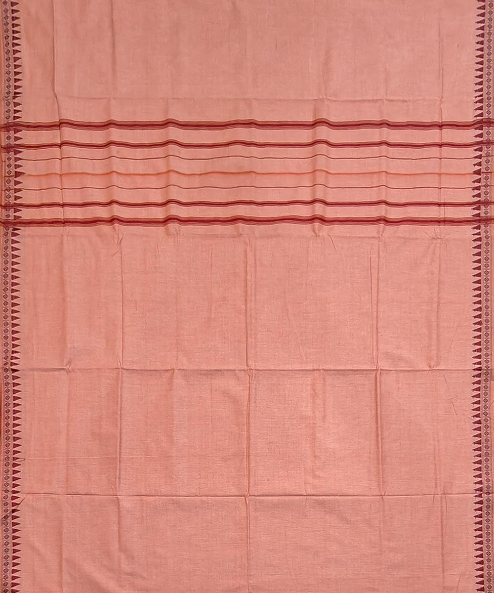 Orange red border handwoven cotton sambalpuri dhoti