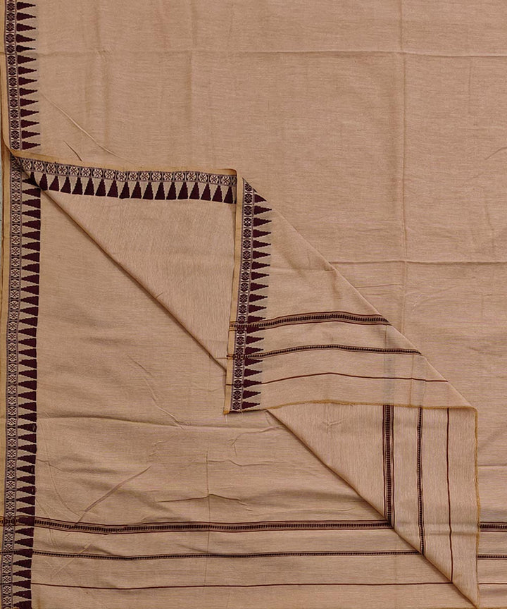 Beige coffee border handloom cotton sambalpuri dhoti