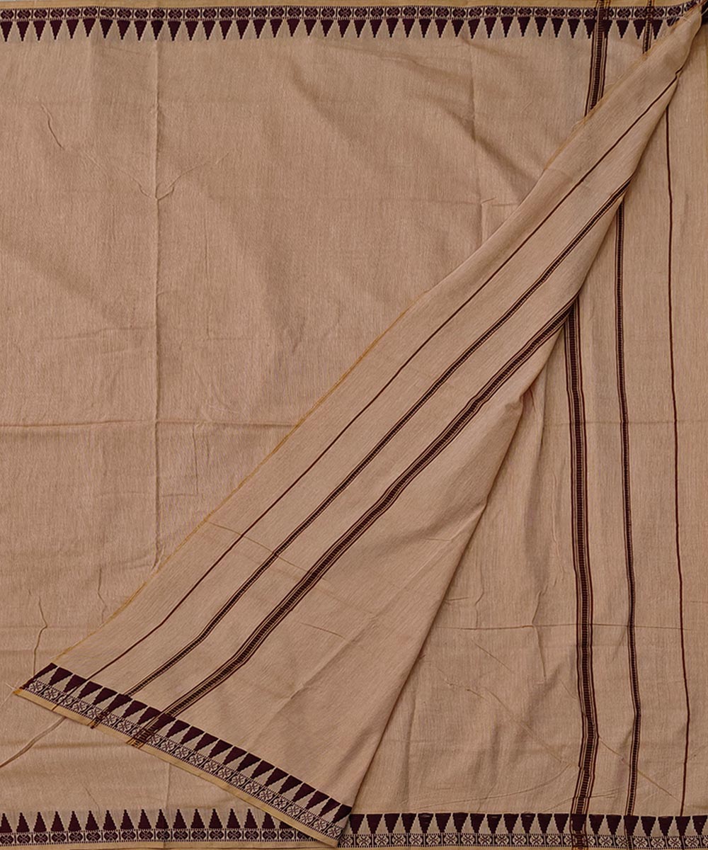 Beige coffee border handloom cotton sambalpuri dhoti