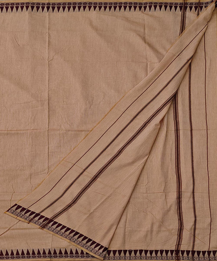 Beige coffee border handloom cotton sambalpuri dhoti
