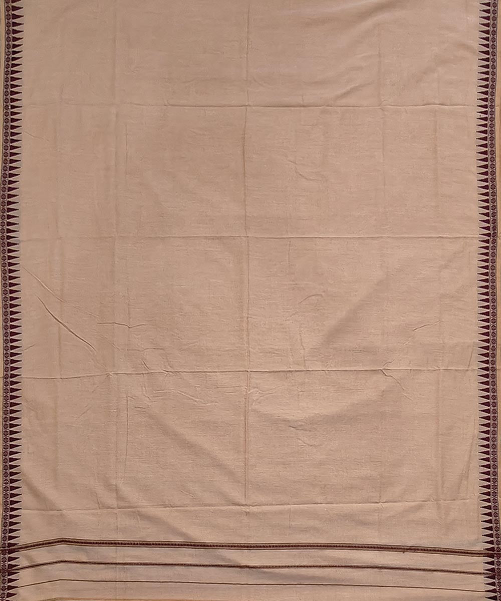 Beige coffee border handloom cotton sambalpuri dhoti