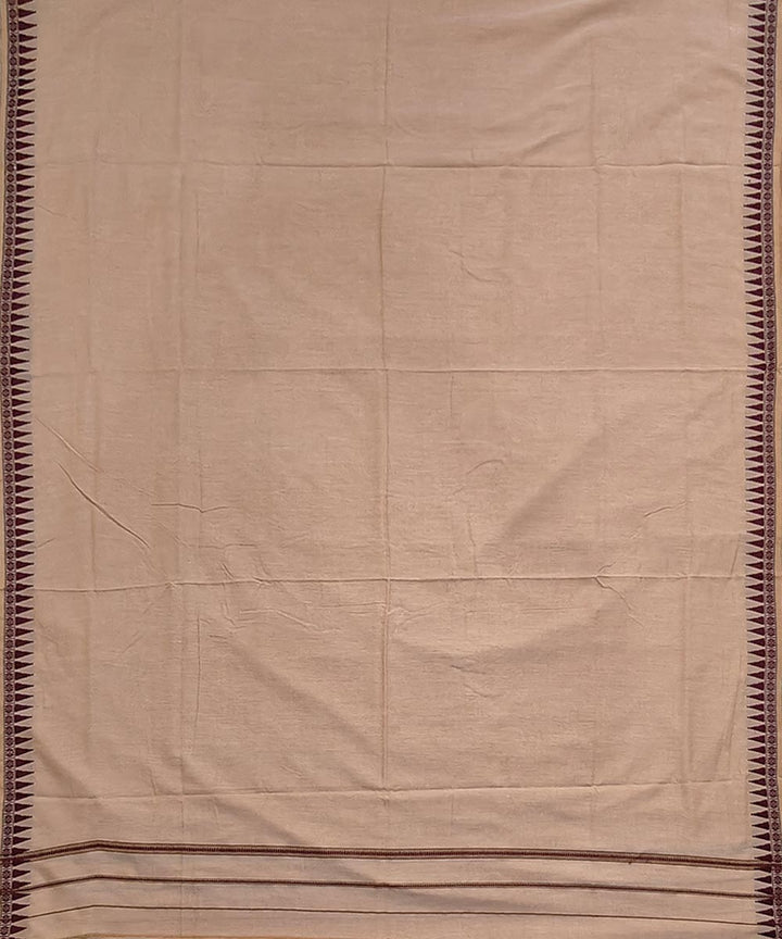 Beige coffee border handloom cotton sambalpuri dhoti