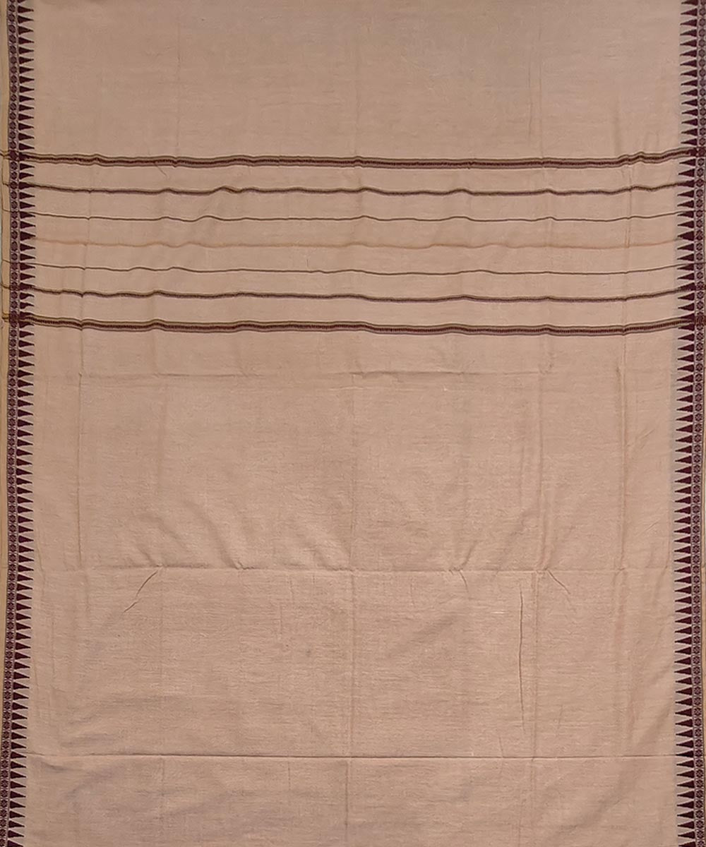 Beige coffee border handloom cotton sambalpuri dhoti