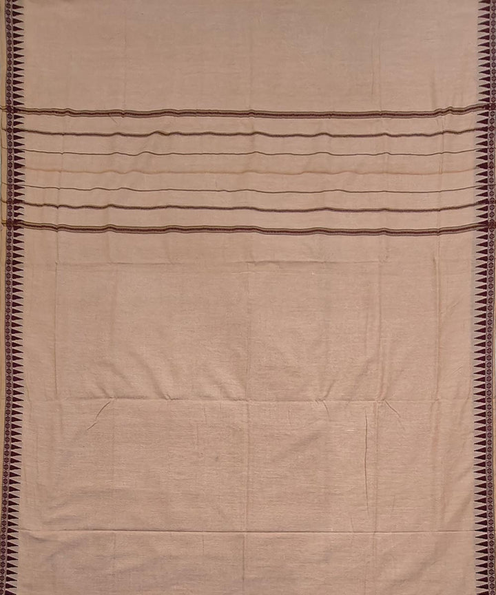 Beige coffee border handloom cotton sambalpuri dhoti