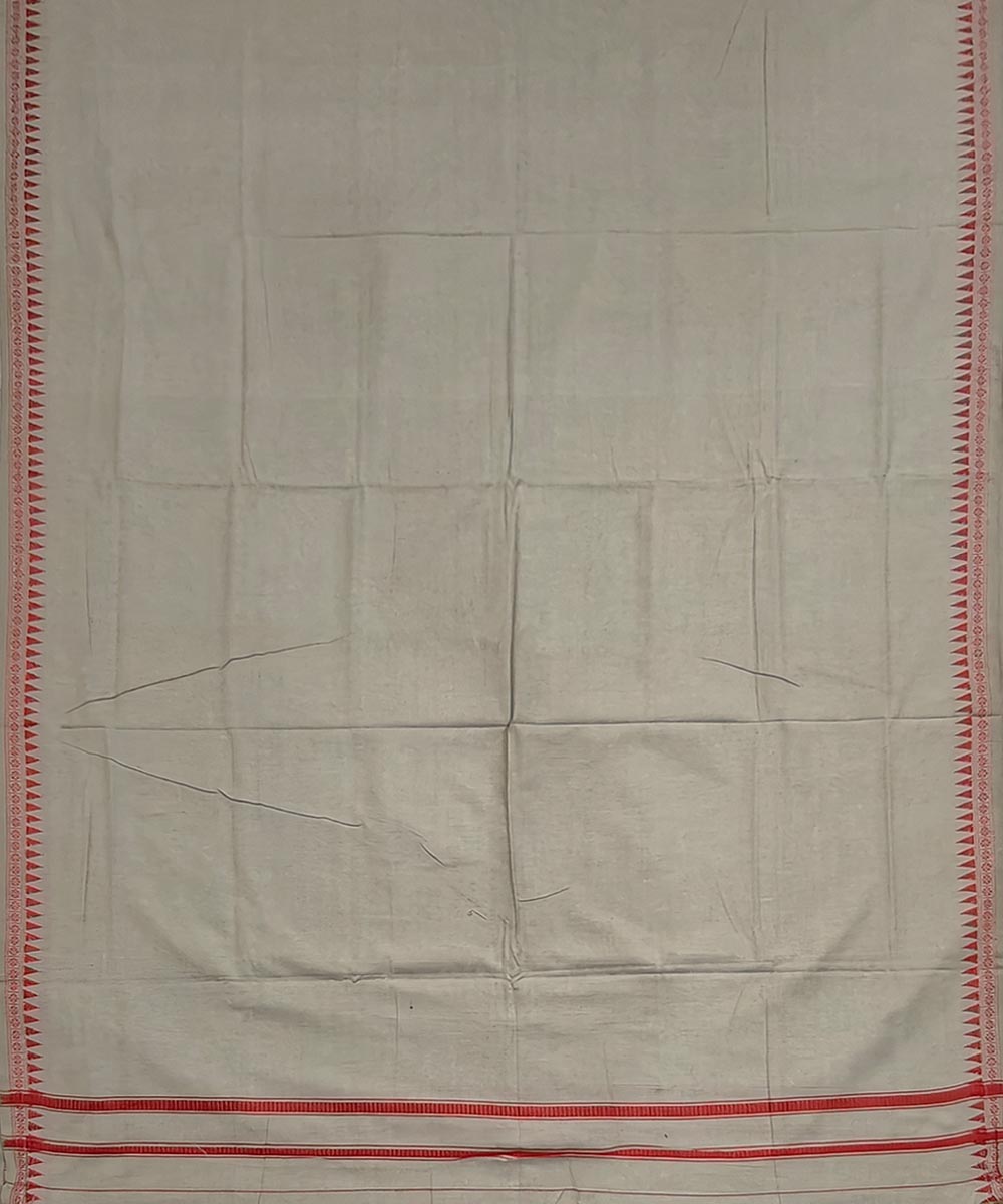 Peach red border handwoven cotton sambalpuri dhoti