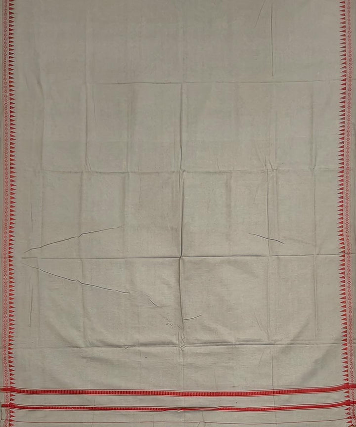 Peach red border handwoven cotton sambalpuri dhoti