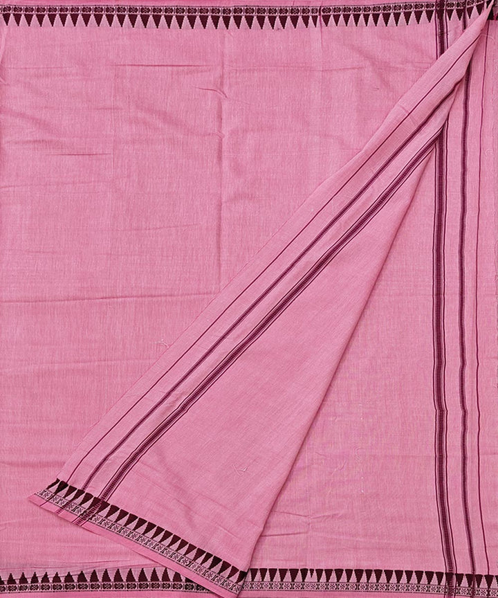 Pink coffee border handwoven cotton sambalpuri dhoti