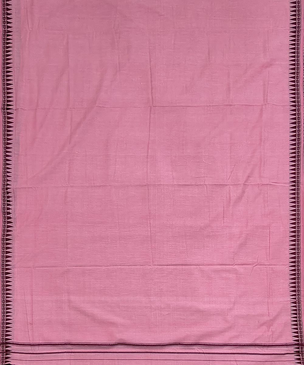 Pink coffee border handwoven cotton sambalpuri dhoti