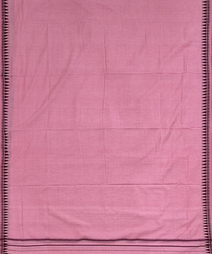 Pink coffee border handwoven cotton sambalpuri dhoti