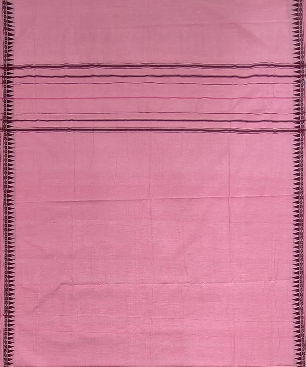 Pink coffee border handwoven cotton sambalpuri dhoti