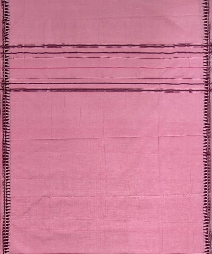 Pink coffee border handwoven cotton sambalpuri dhoti