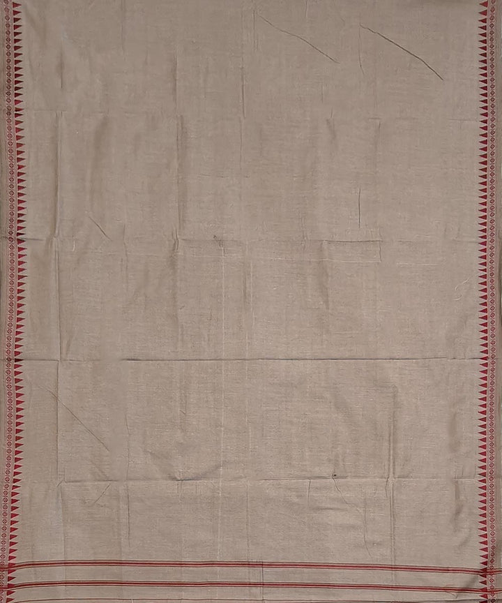 Beige red border handwoven cotton sambalpuri dhoti