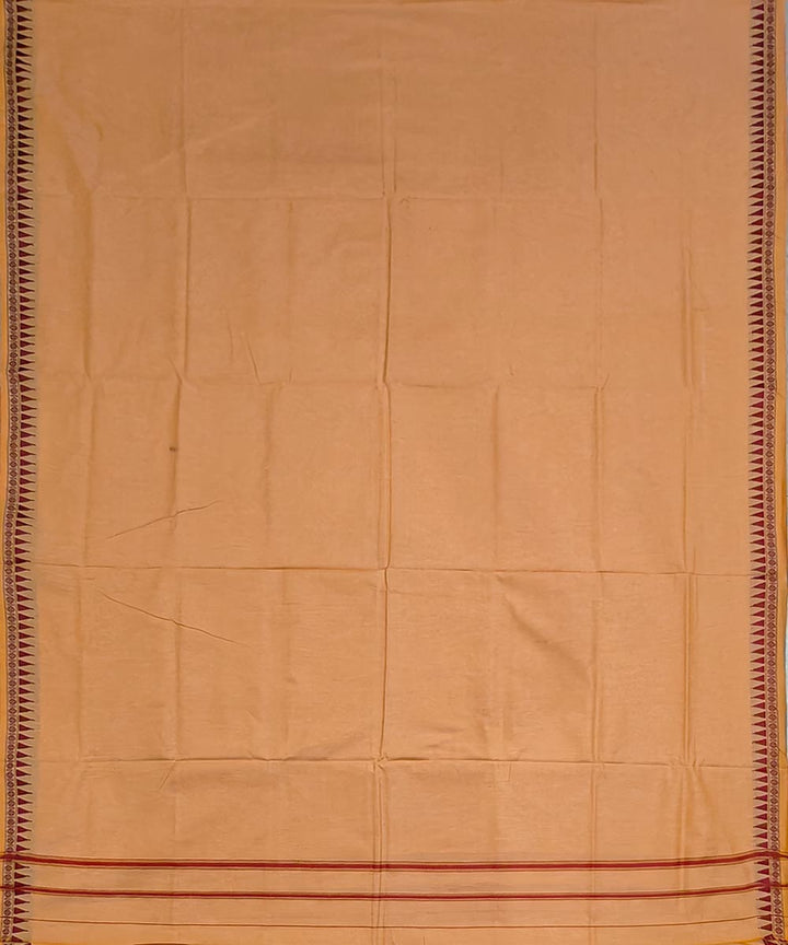 Yellow maroon border cotton handwoven sambalpuri dhoti