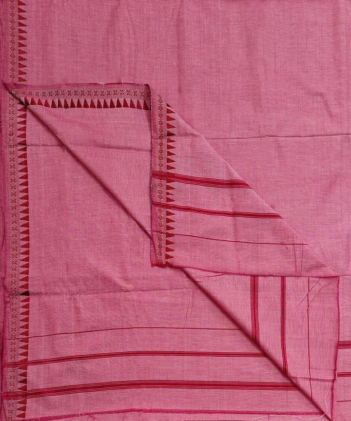 Pink red border handwoven cotton sambalpuri dhoti
