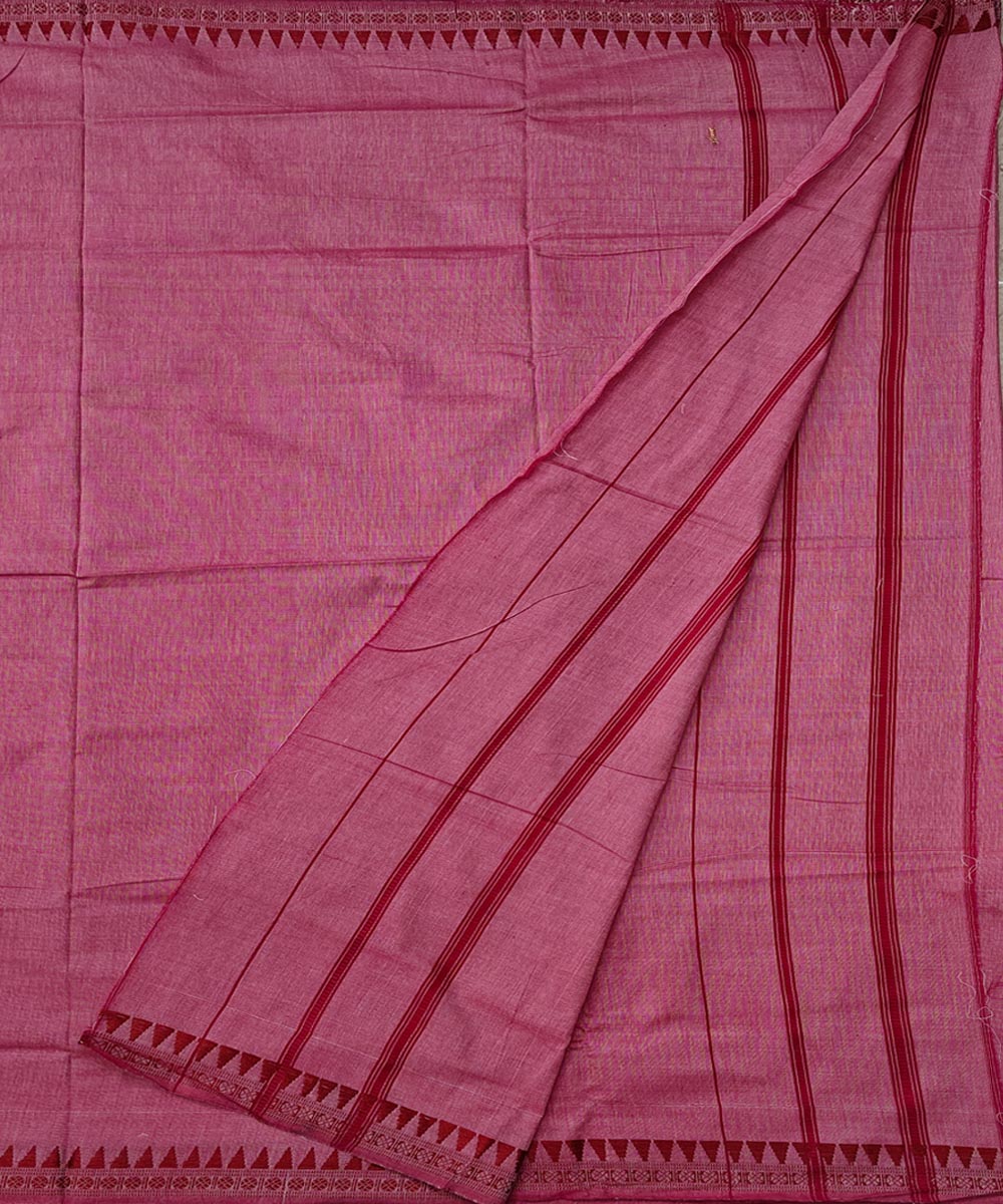 Pink red border handwoven cotton sambalpuri dhoti