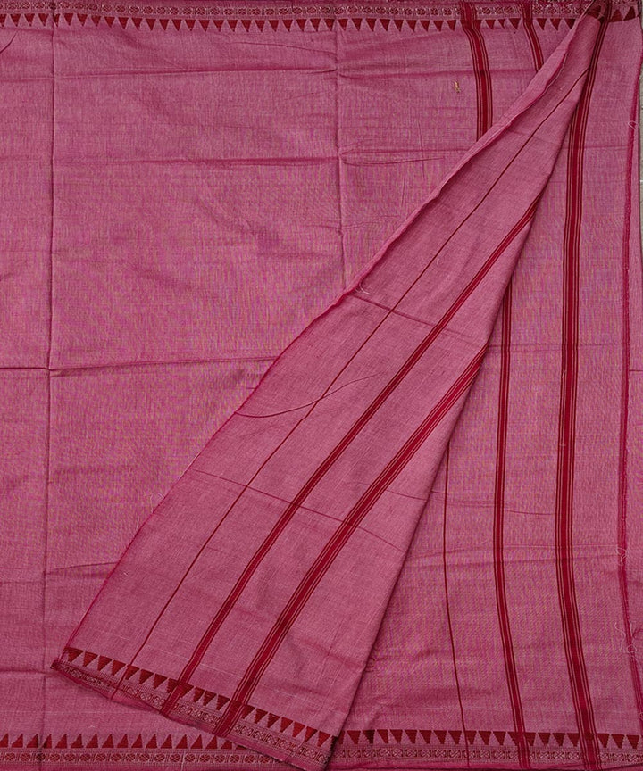 Pink red border handwoven cotton sambalpuri dhoti