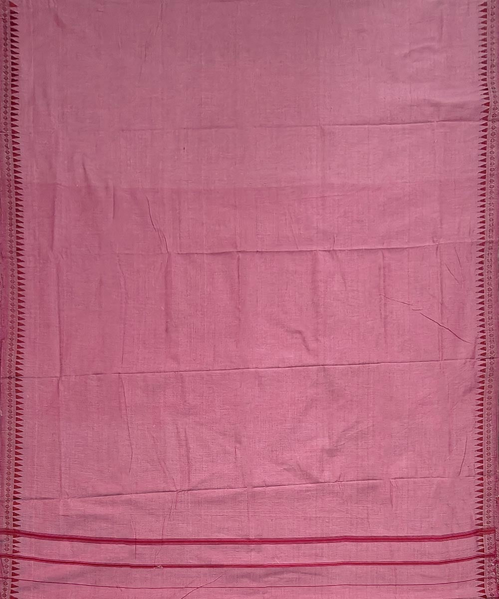Pink red border handwoven cotton sambalpuri dhoti