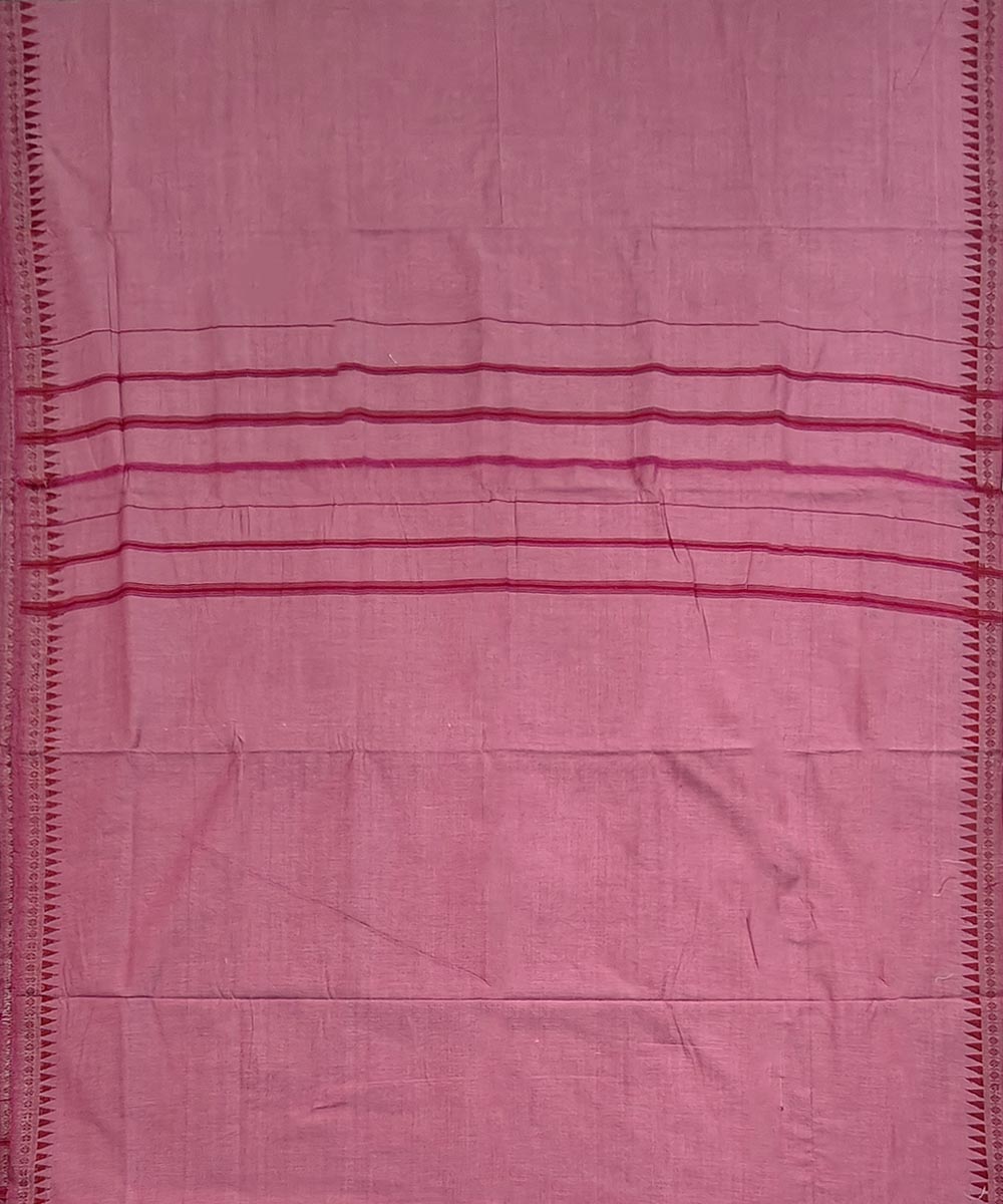 Pink red border handwoven cotton sambalpuri dhoti