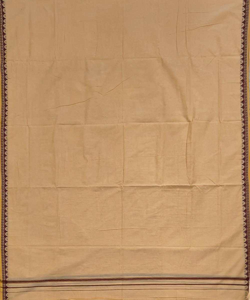 Yellow coffee border handwoven cotton sambalpuri dhoti