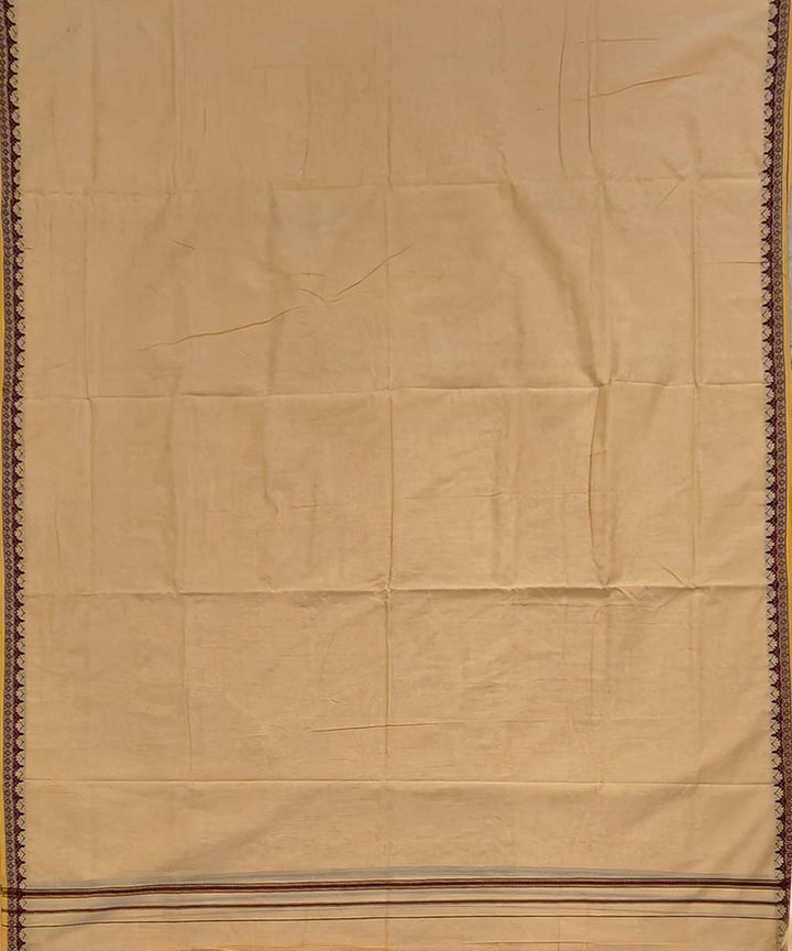 Yellow coffee border handwoven cotton sambalpuri dhoti