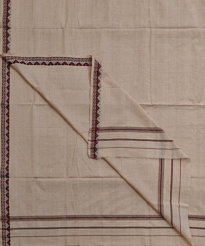 Beige coffee border handloom sambalpuri cotton dhoti