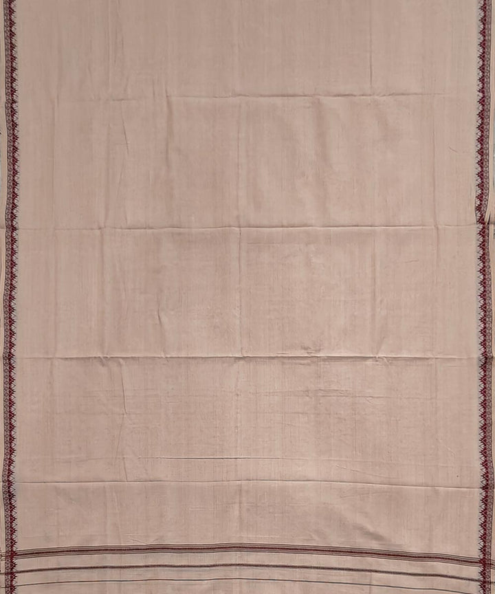 Beige coffee border handloom sambalpuri cotton dhoti