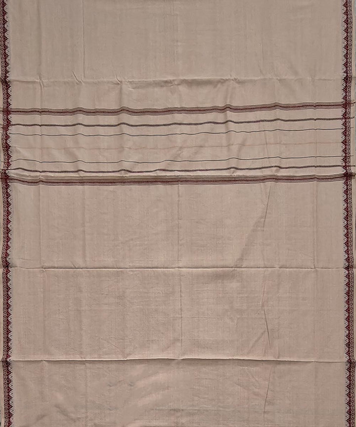 Beige coffee border handloom sambalpuri cotton dhoti