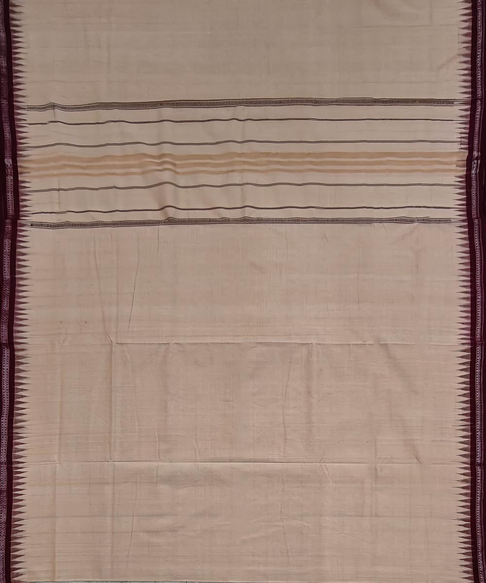 Beige coffee border handwoven cotton sambalpuri dhoti