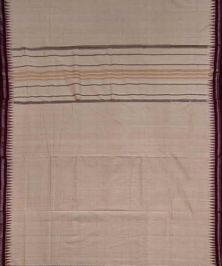 Beige coffee border handwoven cotton sambalpuri dhoti