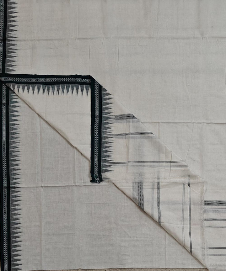 White green border handwoven cotton sambalpuri dhoti