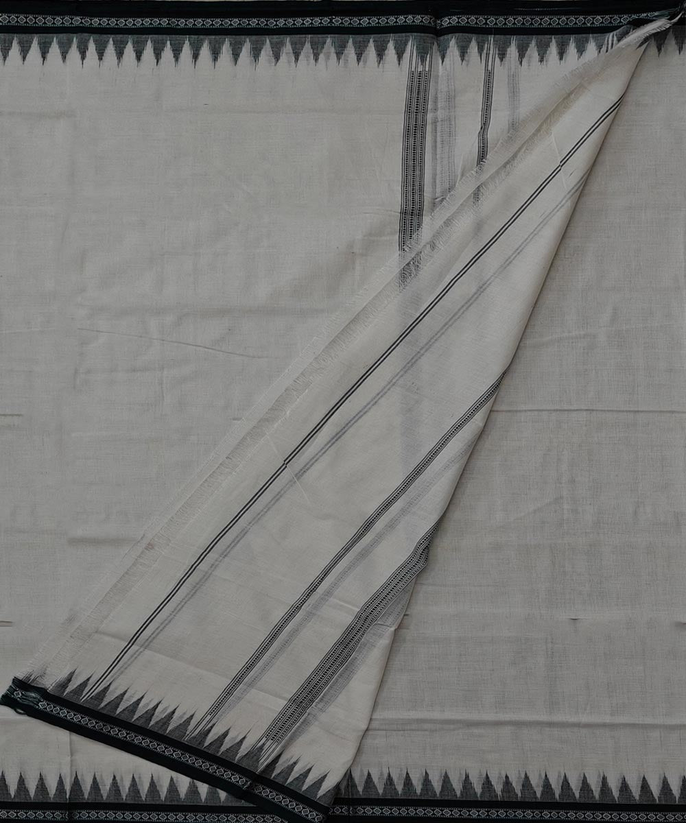 White green border handwoven cotton sambalpuri dhoti